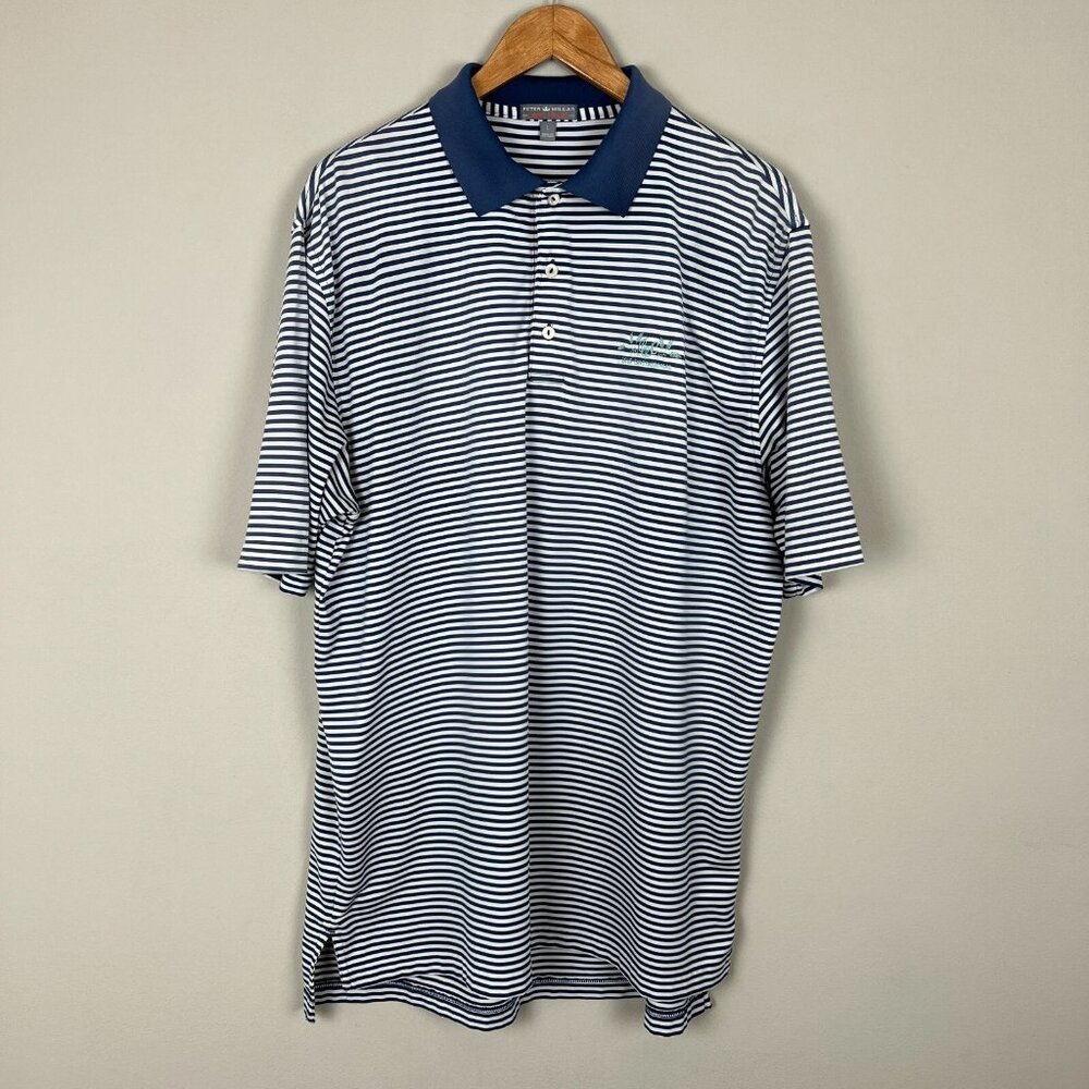 Peter Millar Summer Comfort Performance Polo Mens L Striped Golf Wicking Stretch